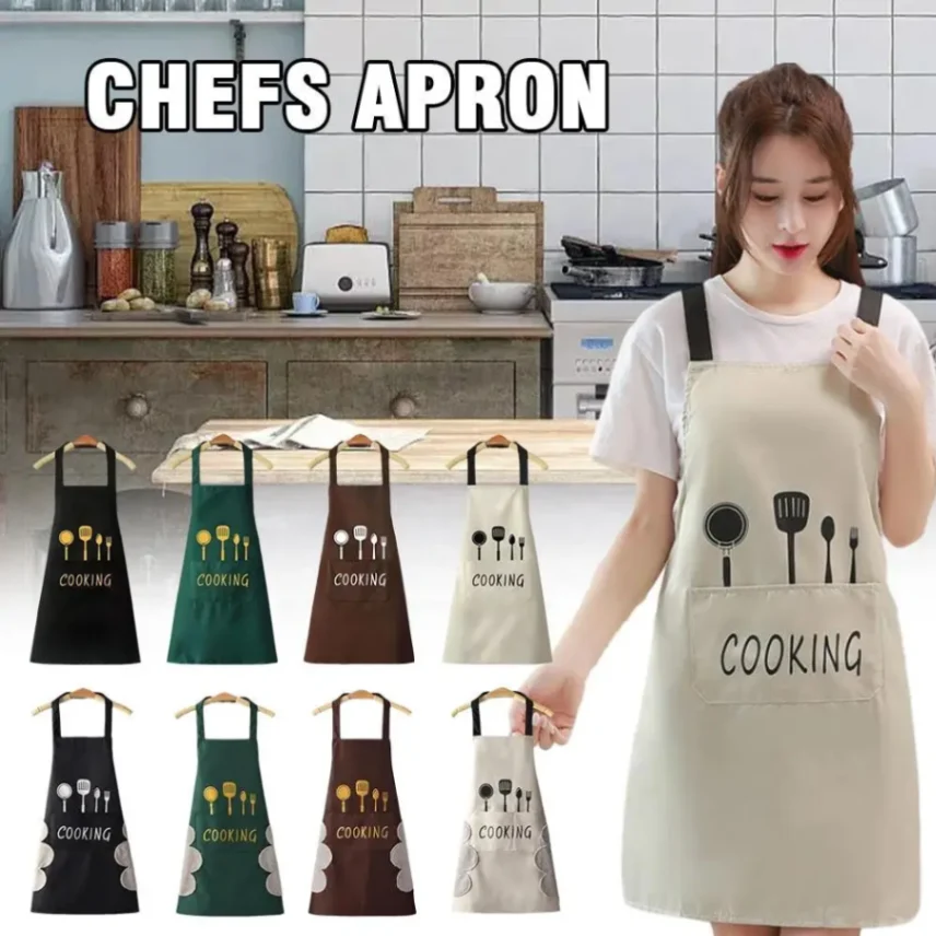 Kitchen Cooking Apron, Waterproof & Anti-Oil Polyester Kitchen Apron, Restaurant Apron for Chef Cooking 3