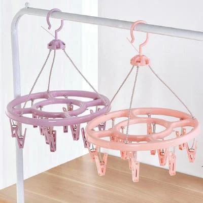 Round Shape Baby Cloth Hanger With 18 clip, Plastic Cloth Drying Stand Hanger 2