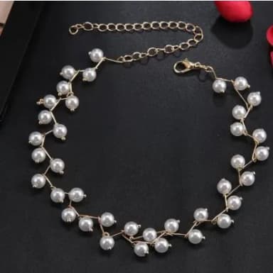 Trendy Fashionable Pearl Choker Necklace for Women Simple New Collection - Rhinestone Charm Chain Necklaces for Girls Party Accessory