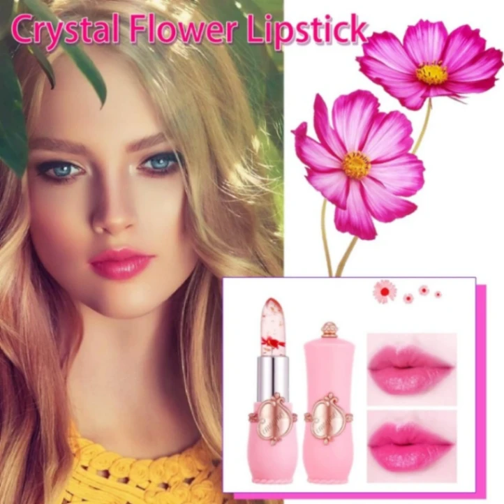 1Pcs Emaymei Transparent Jelly Lipstick, Waterproof Crystal Jelly Lipstick with Flower Inside 2