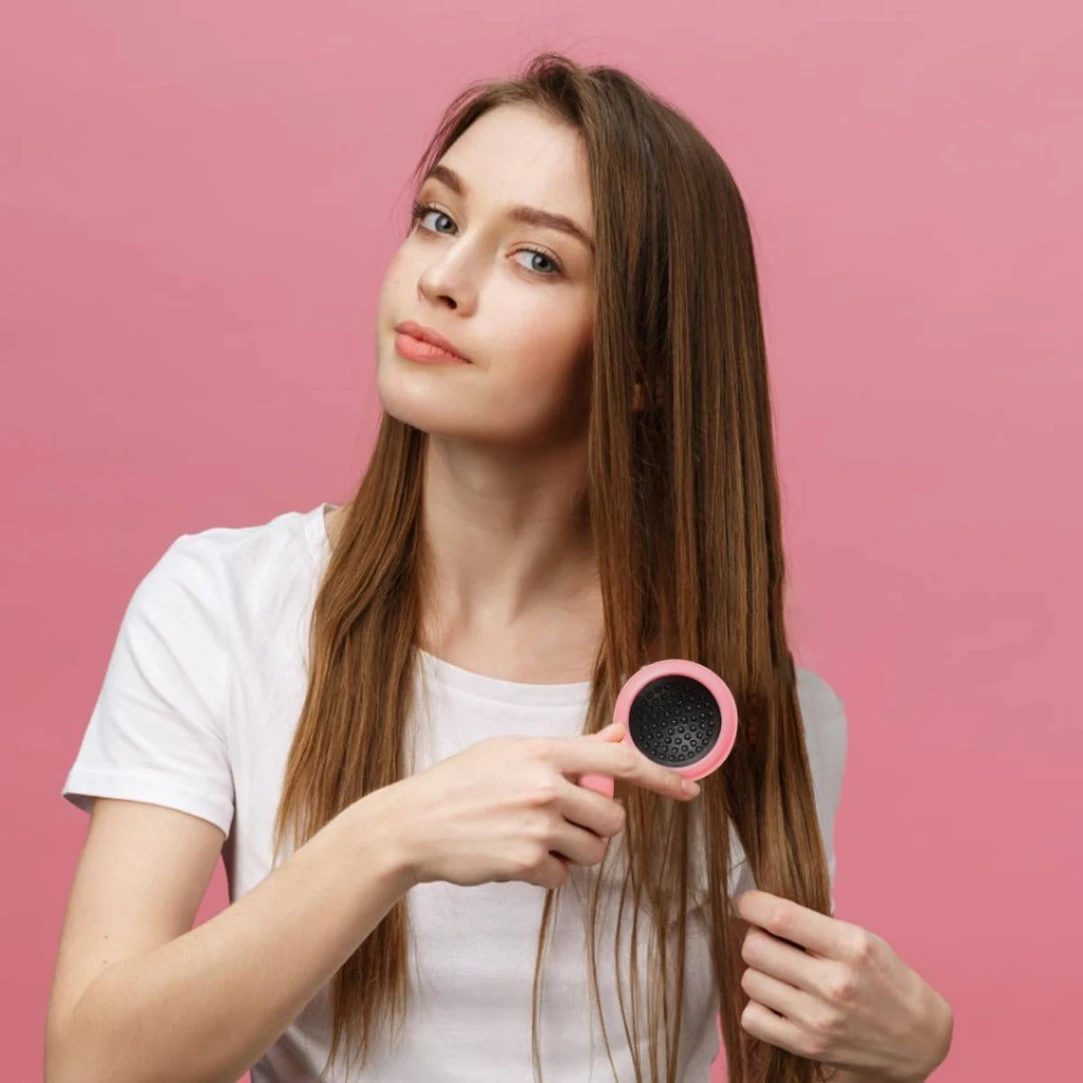 2 In 1 Folding Hair Brush with Mirror,Compact Travel Hair Brush, Portable Travel Brushes for Hair, Folding Hair Brush with Makeup Mirror, Round Hair Massage Comb for Women Girls 3