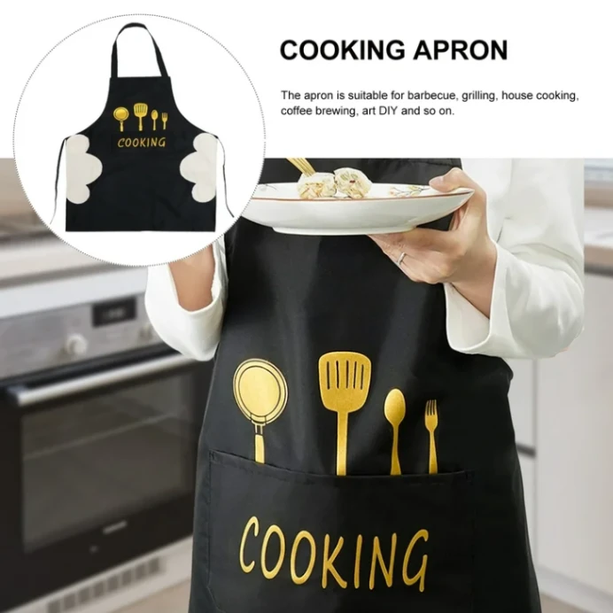 Kitchen Cooking Apron, Waterproof & Anti-Oil Polyester Kitchen Apron, Restaurant Apron for Chef Cooking 5