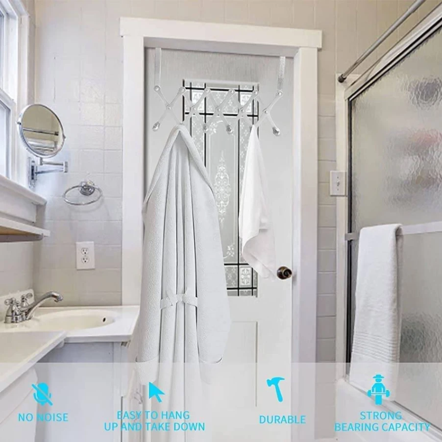 Stainless Steel 6-Hook Flexible Over the Door Hook Hanger 5