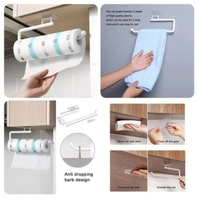 Paper Roll Holder Towel Rack Hanging Shelf Bathroom Storage Toilet Rack Home Kitchen Tissue Accessory 1Pcs 4