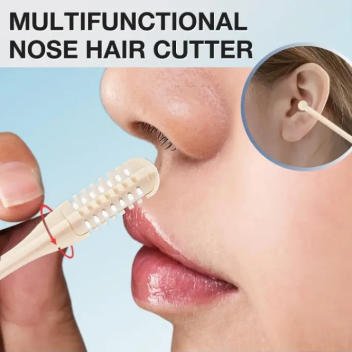 2-in-1 Nasal Hair Cutter | 360 Rotating Nose Hair Trimmer & Manual Ear Picker | Portable Double-Sided Nose & Ear Hair Trimmer 2