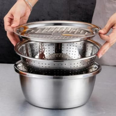 Stainless steel 3 in 1 vegetable cutter & drain basket