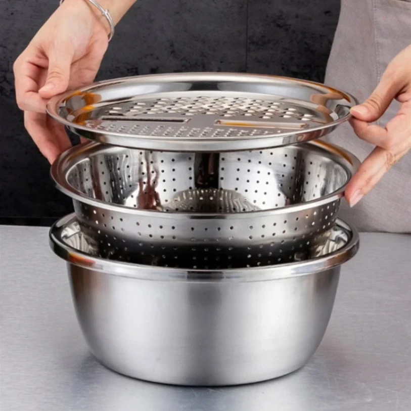 Stainless steel 3 in 1 vegetable cutter & drain basket 2