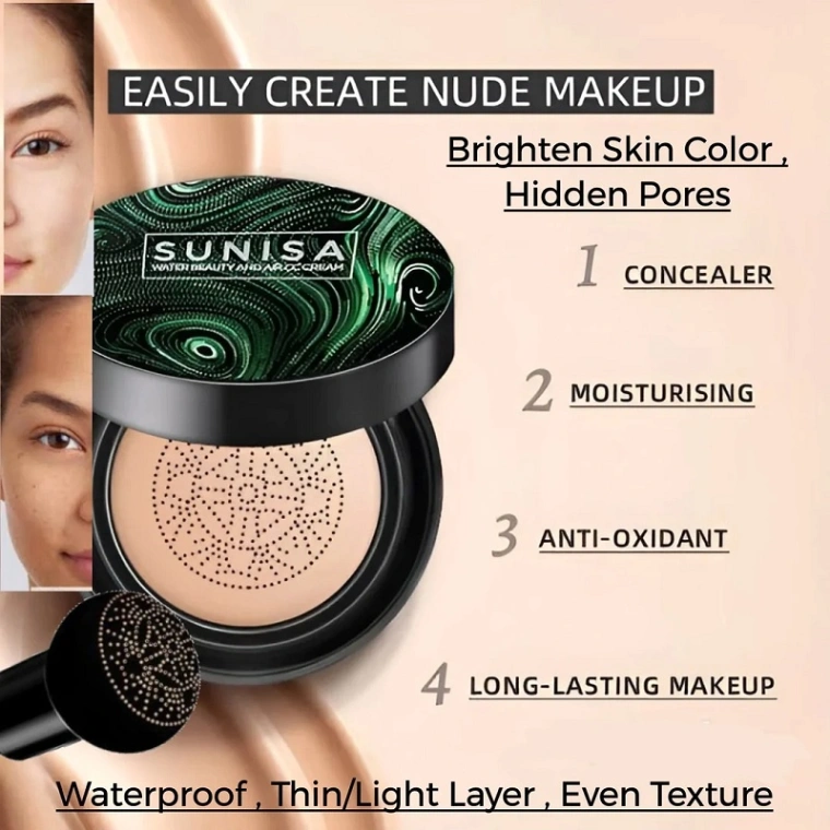 Sunisa Foundation, Sunisa 3 in 1 Air Cushion CC Cream and BB Cream Foundation 3