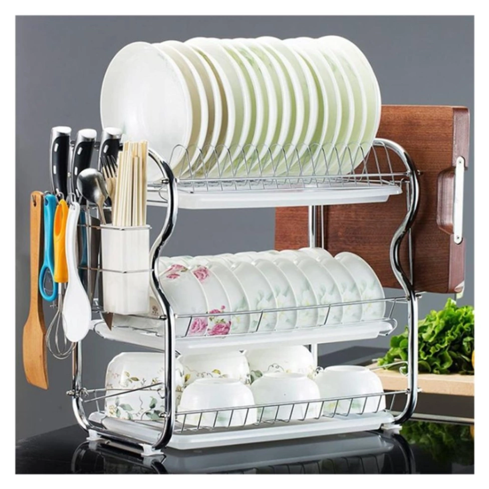 B Shape 3 Layer Stainless Dish Drainer Rack 3