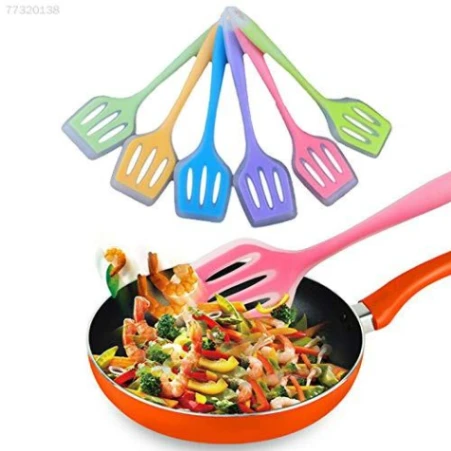 1Pcs Silicone Cooking Spoon 12 Inch, Non-stick Slotted Turner Spatula 4