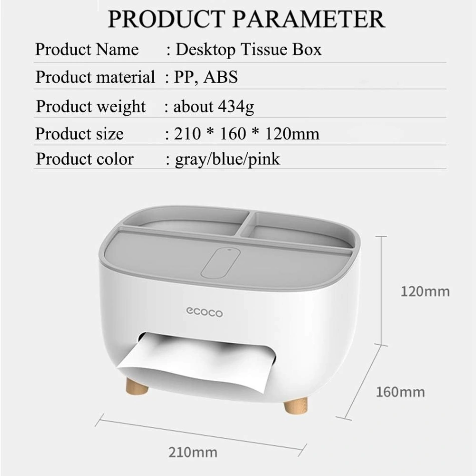 Ecoco Tissue Box, PVC Tissue Box, Multifunctional Box, Pen Holder, Remote Control, Tissue Holder, Storage Box, Cosmetic Tissue Box 4