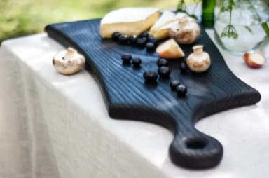 Large Black Cutting Board - Burned Oak Wood Serving board - Cheese Board - Yakisugi board - Chopping Board Charcuterie board Appetizer