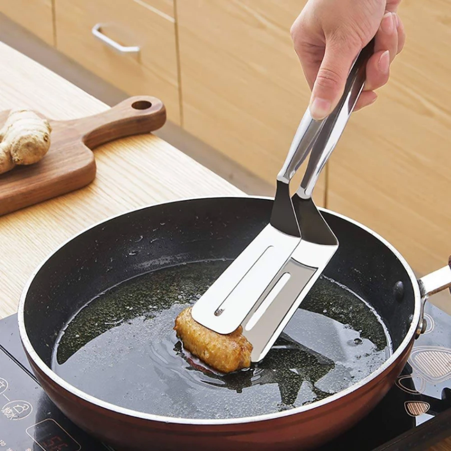 Stainless Steel Food Tongs, Barbecue Clip Frying Steak Fried Bread Egg Fried Fish Non-Stick Grill Tongs BBQ Kitchen Accessories 4