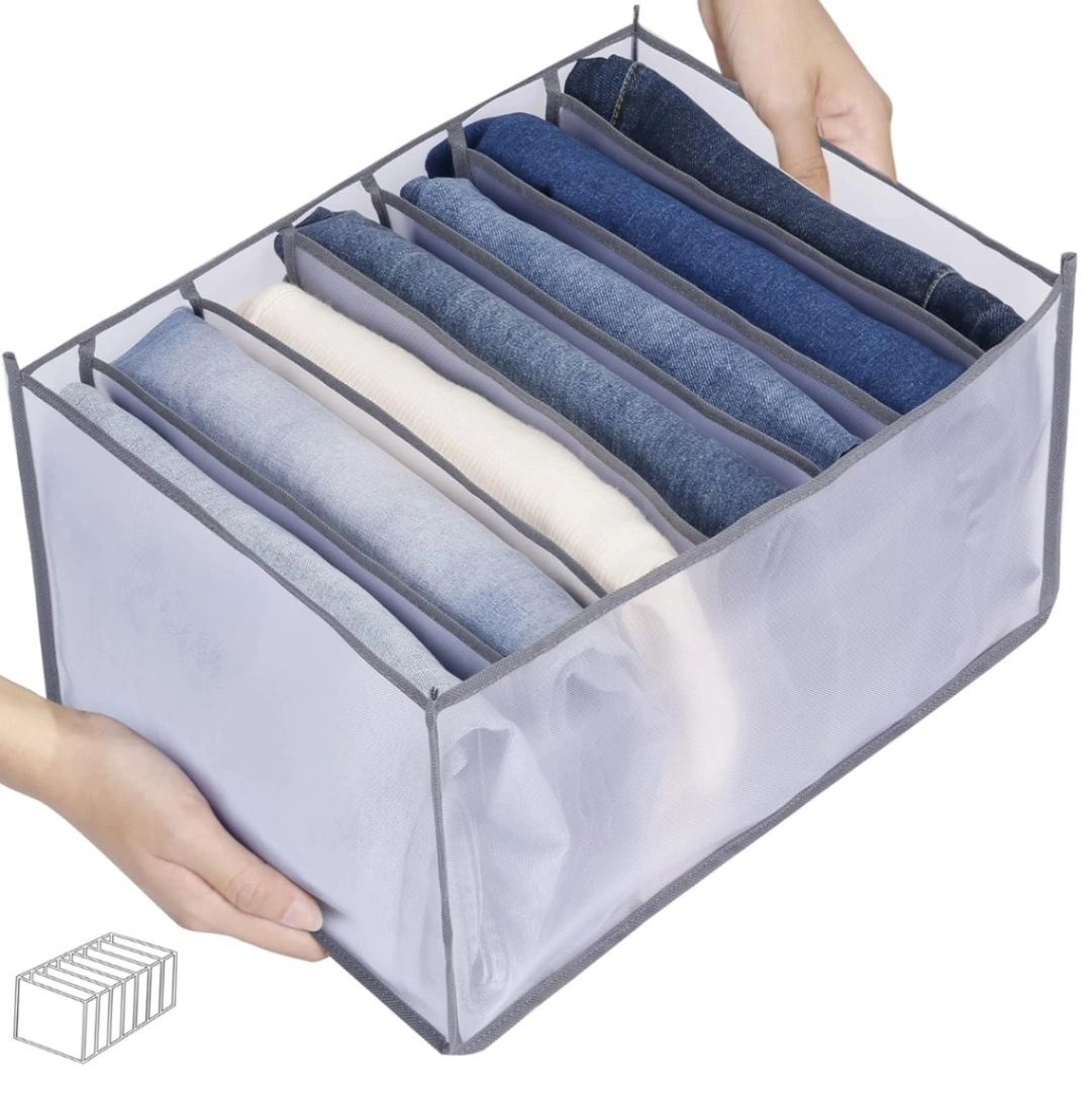 7 Grids Clothes Organizer, Clothes Closet Organizers and Storage Clothes Drawer, Compartment Foldable Closet Drawer Organizer Storage Box for Jeans, Leggings, T-shirt, Skirts(Gray) 3