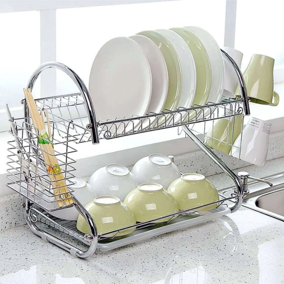 2 Layer Stainless Dish Drainer Rack 2