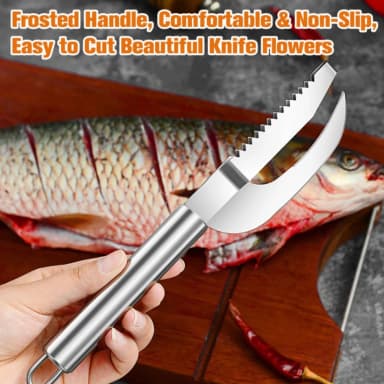 Fish Scale Knife Cut/Scrape/Dig 3-In-1, Fish Scale Knife, Fish Scaler Remover, 3-In-1 Fish Scaler Remover Cutter, Stainless Steel Fish Scale Remover, Stainless Steel 3 In 1 Fish Maw Knife