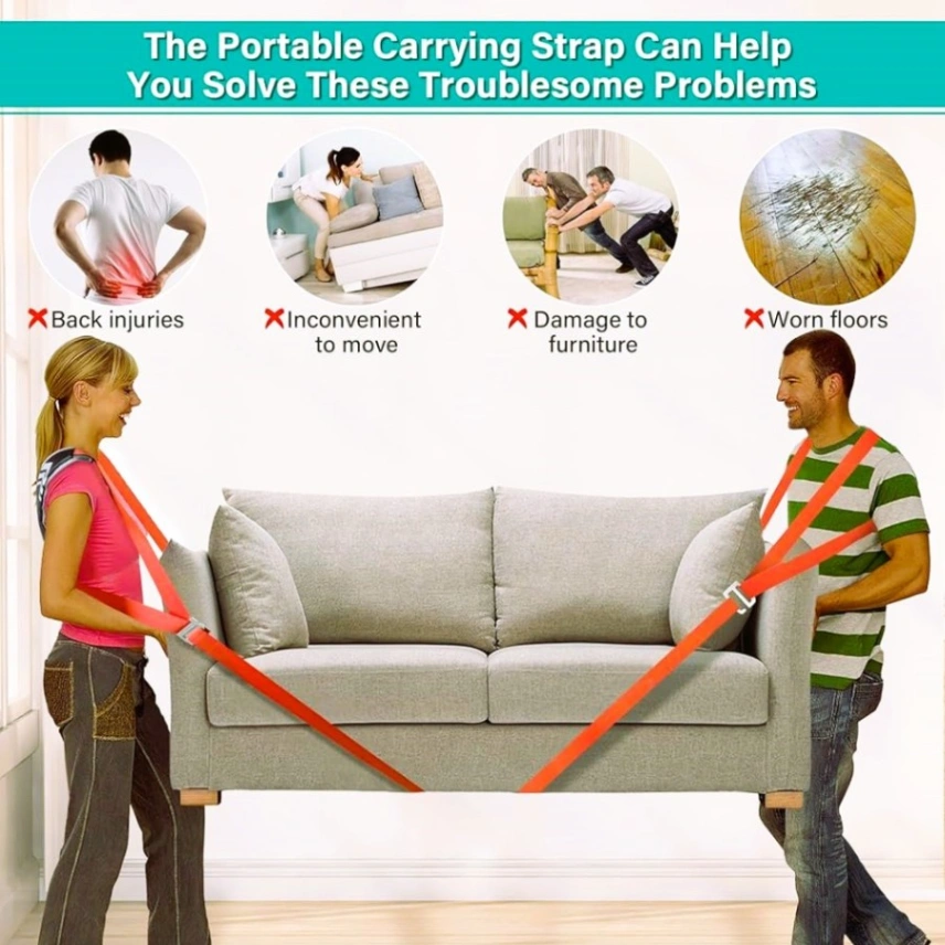 Furniture Moving Straps, Multifunctional High Density Moving Belts, for Carrying Furniture, Appliances, Bulky Objects, etc. 2