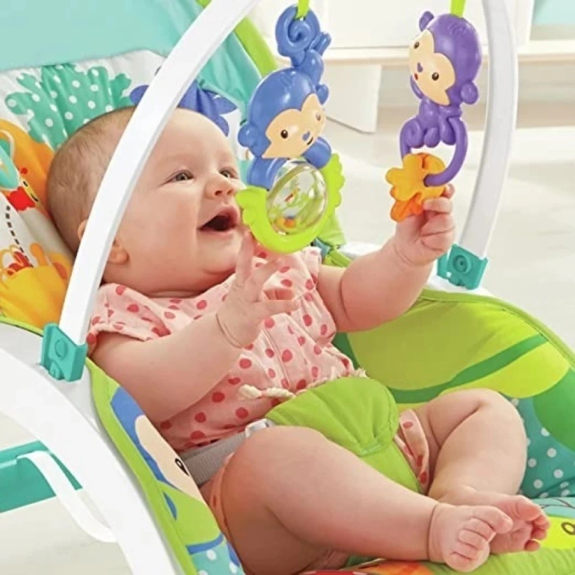 iBaby Infant to Toddler Rocker with Music & Vibration Baby Bouncer- Pink & Blue 3