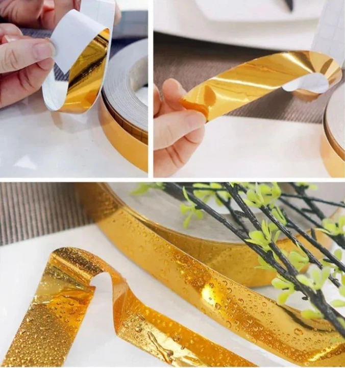 50 Meter Gold Self-Adhesive Stickers Waterproof Tile Wall Tile space Sealing Tape Strip Joints Beauty Stickers Decals Home Decor 5