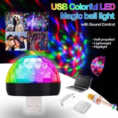 Usb Mini Led Disco Magic Ball Lights Sound Sensor Led Small Magic Ball Light