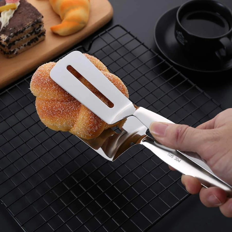 Stainless Steel Food Tongs, Barbecue Clip Frying Steak Fried Bread Egg Fried Fish Non-Stick Grill Tongs BBQ Kitchen Accessories 3