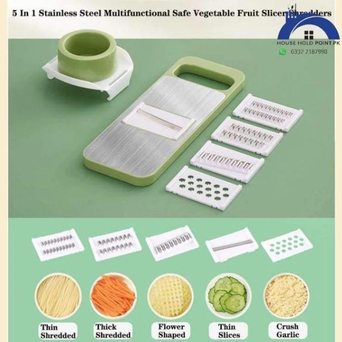 5 in 1 Stainless Steel Vegetable Cutter – Multi Function Slicer, Grater & Chopper for Kitchen 3