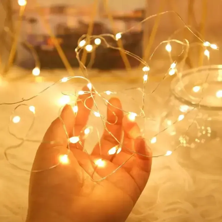 Led String Light Battery Powered Copper Wire Starry Fairy Lights, Battery Operated Lights for Bedroom, Christmas, Parties, Wedding, Centerpiece, Decoration 2