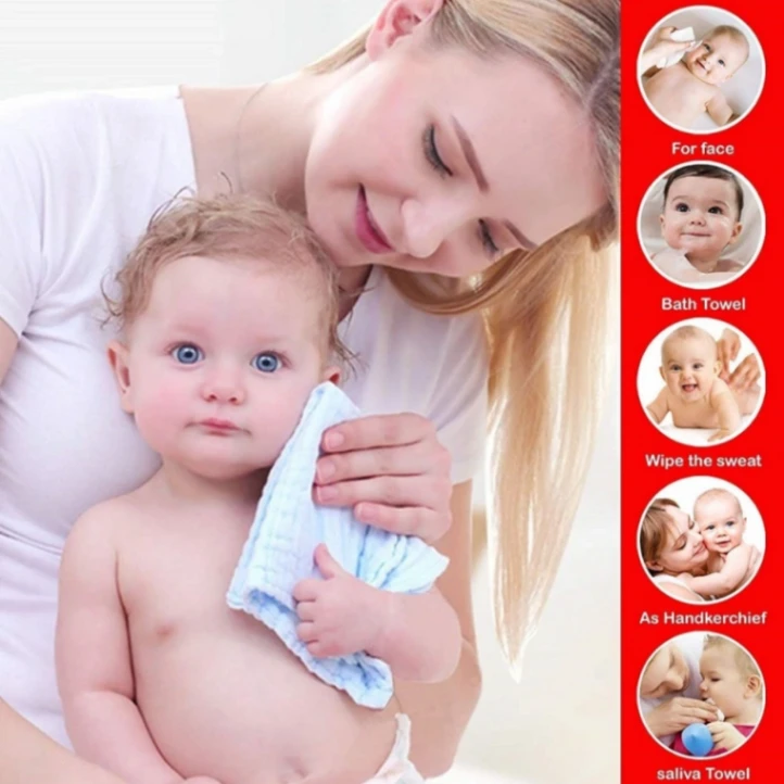 8Pcs Handkerchief Rumal Soft Cotton Newborn Baby Towels Set 4