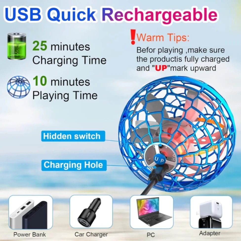 Flying Orb Ball Toy, Magic Flying Ball, Hand Controlled Fly Boomerang Spinner Ball, Jitter Drone 4