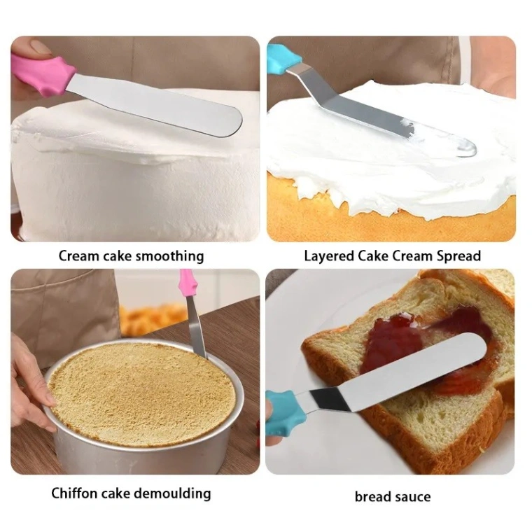 3pcs Stainless steel cream spatula, Butter Cake Cream Smoother Spatula Fondant Pastry Tool, Baking Pastry Cake Decorating Tools 3