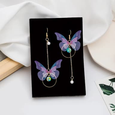 Trendy Korean Fashion Retro Asymmetrical Butterfly Pearl Drop Earrings for Women Simple New Collection Earring for Women/ Ear Ring for Girls Stylish Gift for Wife Birthday Gift Valentine Gift for Girls