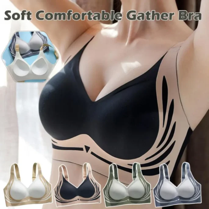 Classic Sports Bras, Anti-Sagging Wireless Push-up Bra Wide Strap Sleep Comfortable Full Coverage Shaping Sports Bra 2