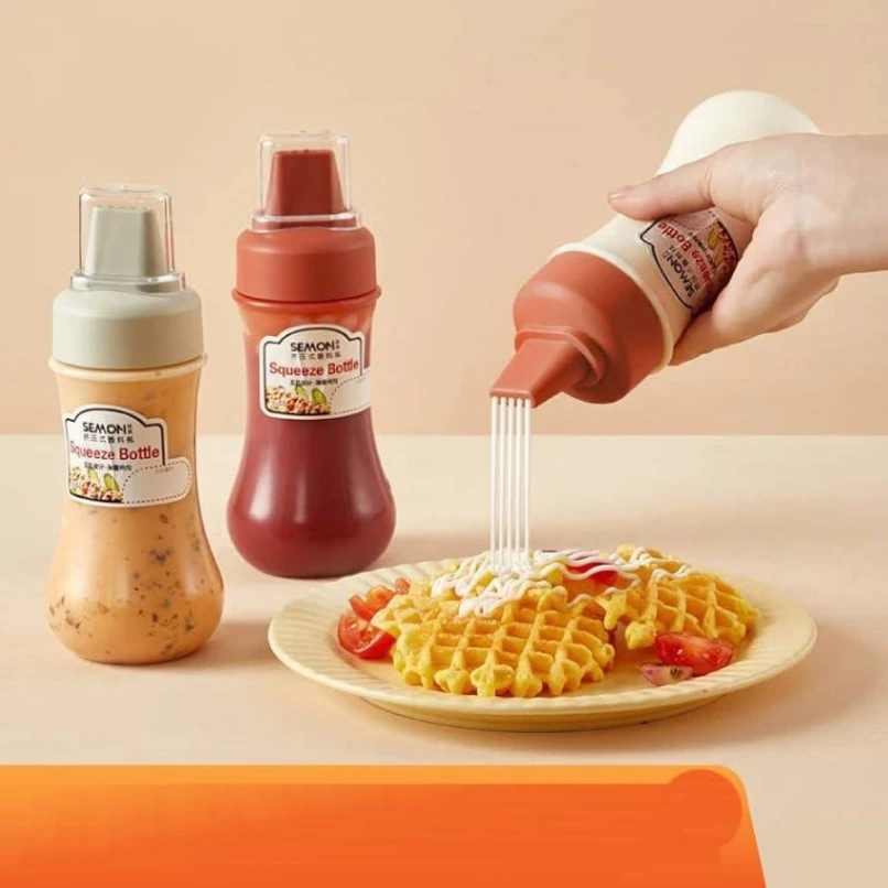 Squeeze Bottle Condiment Bottles Hot Sauce Dispenser Refillable Multipurpose Kitchen Tools 6