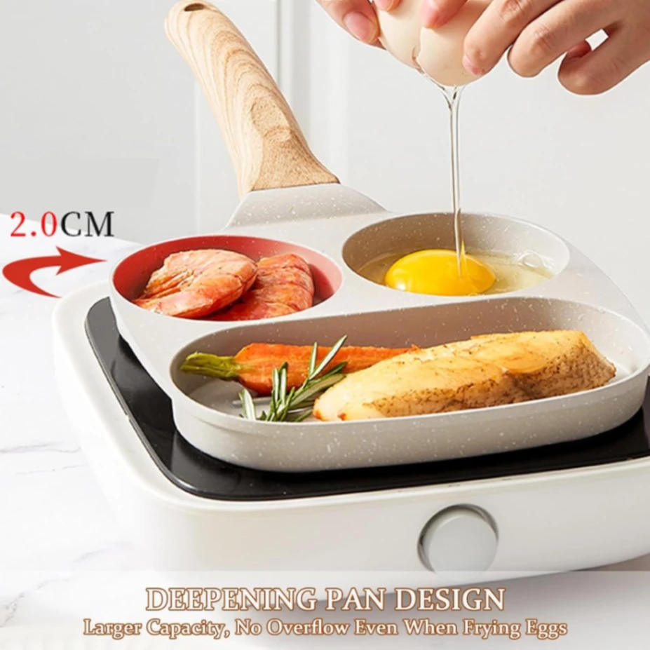 Breakfast Frying Pan,, Cooking Fry Pan fo Nonstick Egg Frying Pan, 3-in-1 Nonstick Panr Breakfast, 6