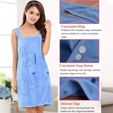 Women Bath Towels, Wearable Dress Beach Adults Bath Gown SPA Sling Robes Home & Nightwear Microfiber Women Bathrobe