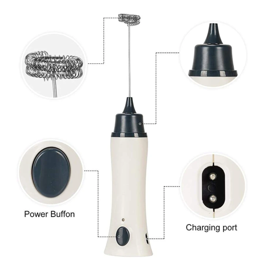 Hand Liquid Mixer foamer and Coffee Maker Juice Maker Rechargeable 4