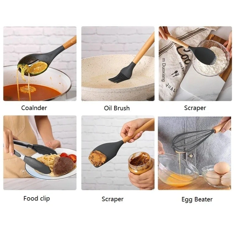 12 Pcs Silicone Kitchen Spoon Set 5