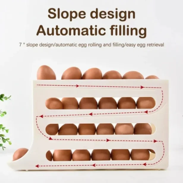 4-Tier Egg Holder for Fridge โ Auto-Rolling, Space-Saving Egg Dispenser with Large Capacity (Holds 30 Eggs)๐๐ฉ๐๐๐ ๐๐๐ฏ๐ข๐ง๐ ๐๐ ๐ ๐๐ข๐ฌ๐ฉ๐๐ง๐ฌ๐๐ซ 4