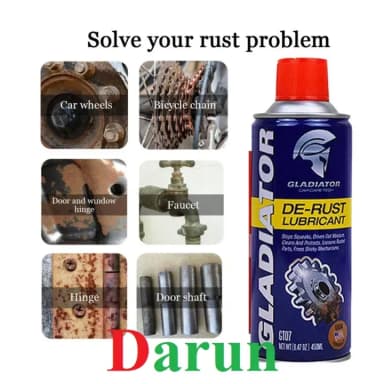 Gladiator De-Rust Lubricant 450ml, anti rust proof lubricant, Rust Cleaner Remover and Protector Liquid Spray