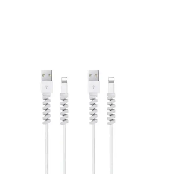 5pcs Spiral Cable protector Data Line Silicone Bobbin winder Protective For all USB Charging earphone & white colour 2