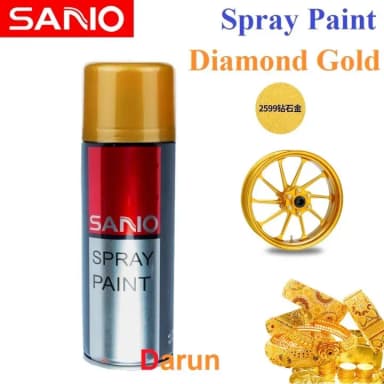Sanvo Spray Paint 400ml, Waterproof Automatic Metallic (2599 Diamond Gold) Color Aerosol Spray Paint, Sanvo Auto Spray Paint