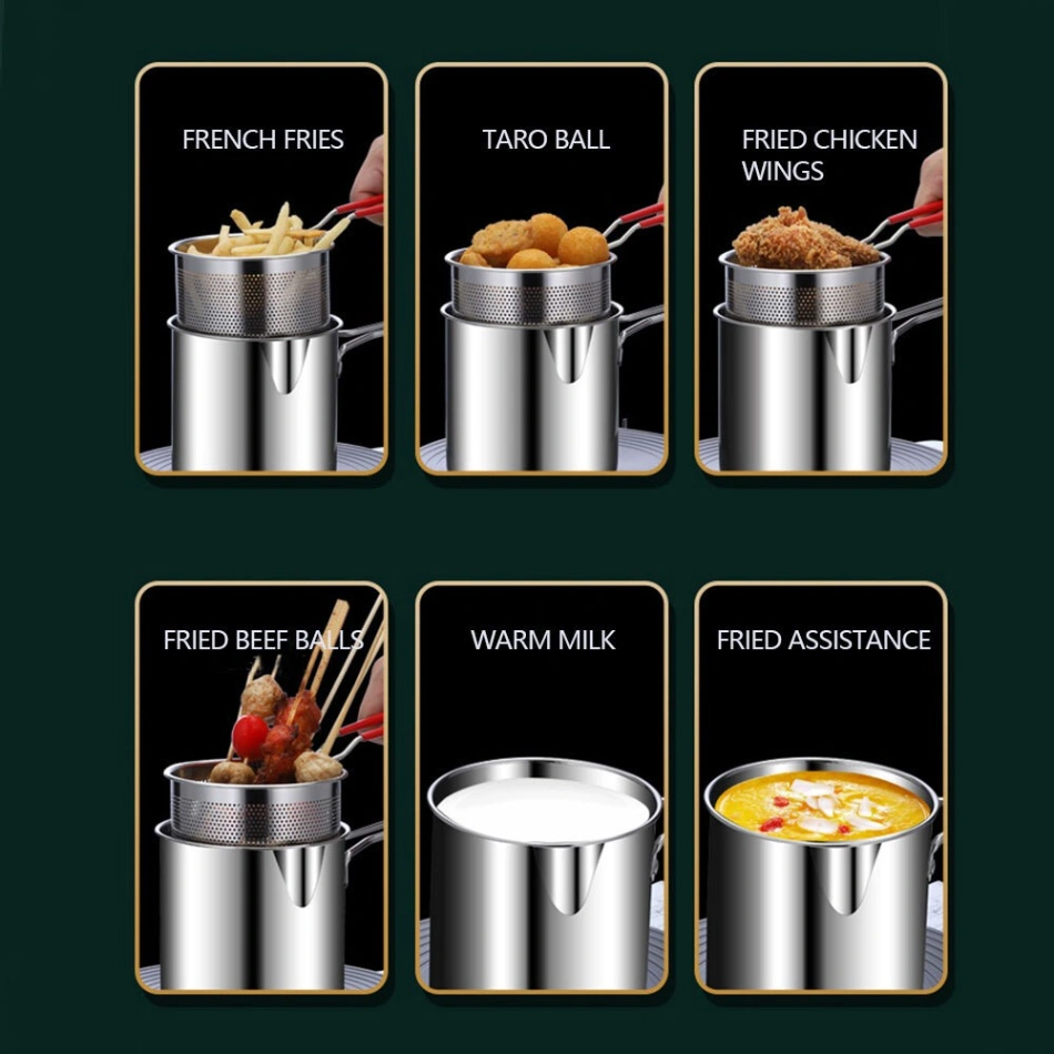 Deep Frying Pot 304 Stainless Steel Kitchen Fryer With Strainer Tempura Fryer Pan Chicken Fried Chicken Cooking Tools No Ratings 2