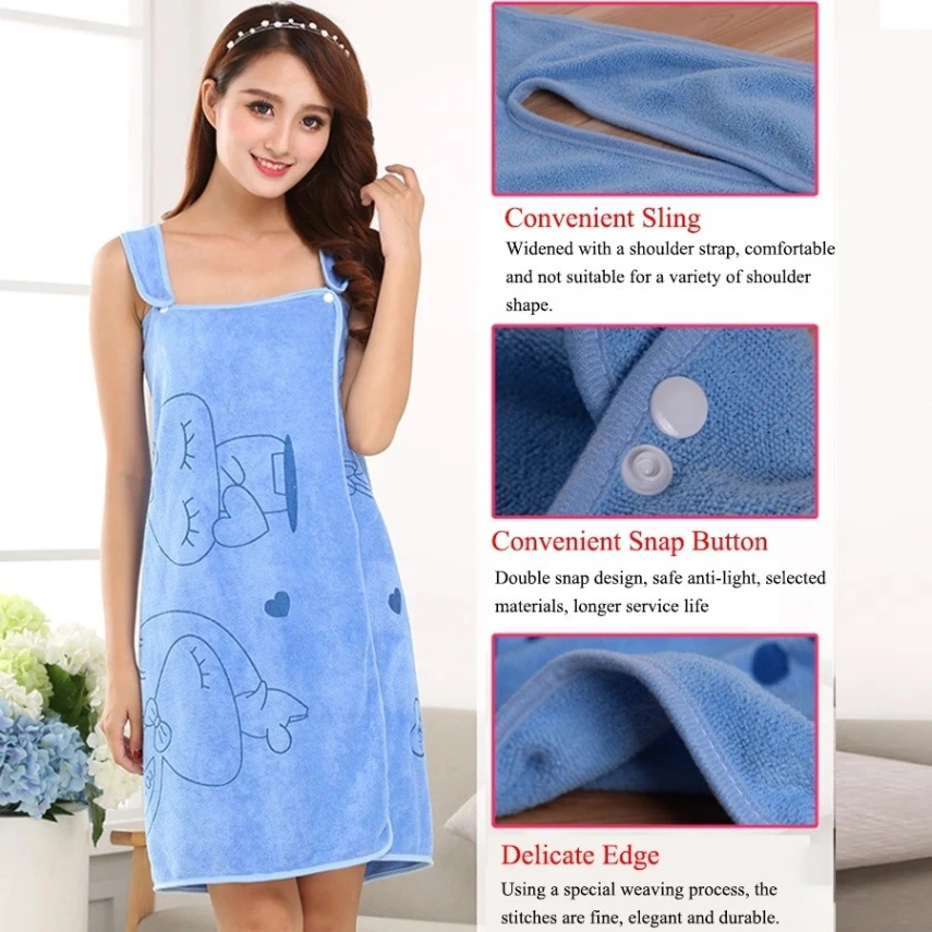 Good Quality Women Bath Towels, Wearable Dress Beach Adults Bath Gown SPA Sling Robes Home Nightwear Microfiber Women Bathrobe 3