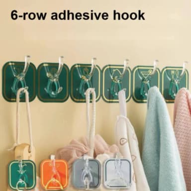 6Pcs Self Adhesive Hook Key Storage Hanger for Kitchen Bathroom Door Wall