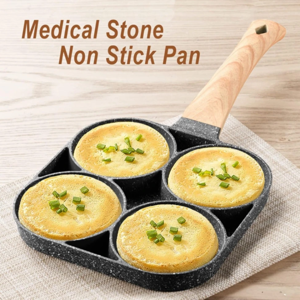 4-in-1 Nonstick Pan, Cooking Fry Pan for Breakfast Breakfast Frying Pan, Nonstick Egg Frying Pan, 3