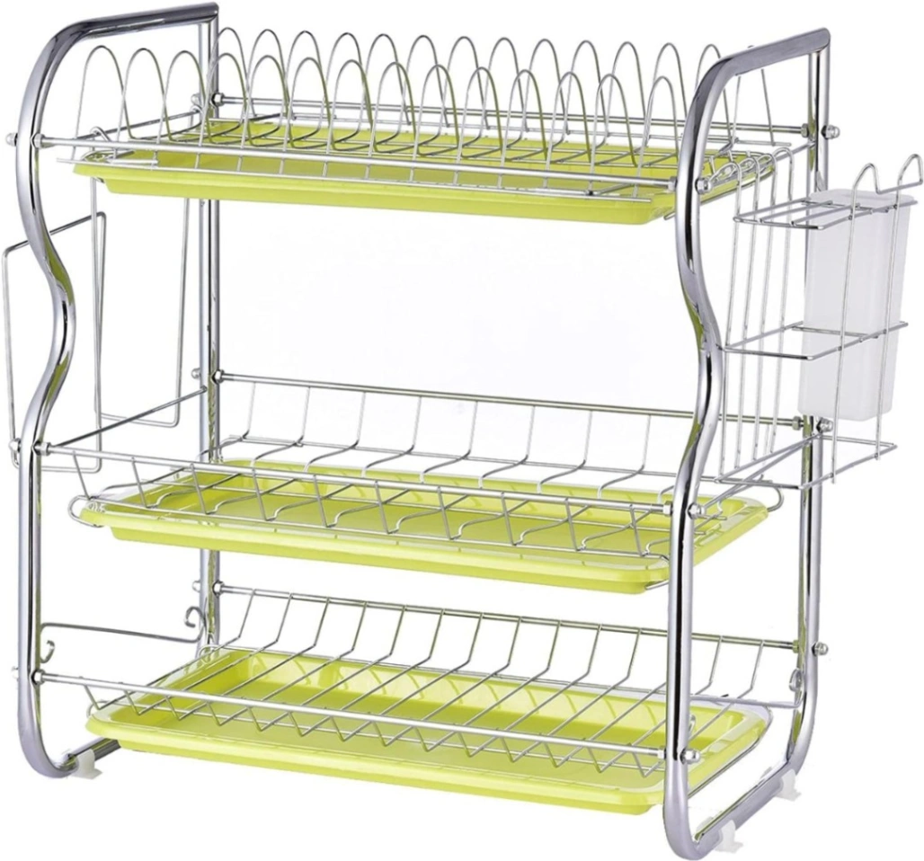 B Shape 3 Layer Stainless Dish Drainer Rack 4