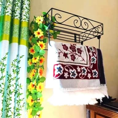 Sturdy and Elegant 12" Metal Wall Quran Stand in Black – Comes with 2 Jaymamaz Hangers – Ideal for Quran Sharif Display and Jainamaj Hanging – Perfect Wall Mount Stand for Home or Mosque.