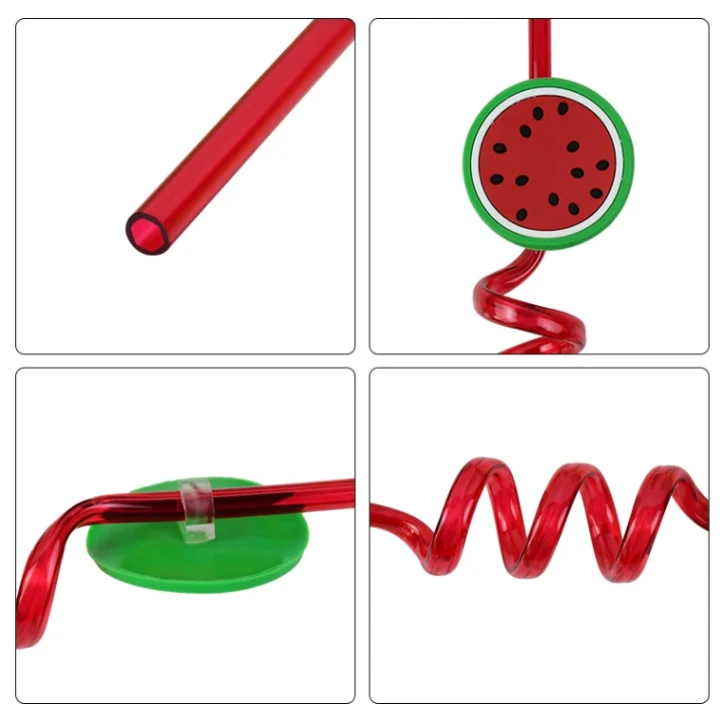 4Pcs Fruit Straw, Party Decoration Colorful Fruit Style Straw, Reusable Straws, Smoothie Drinking Straws, 2