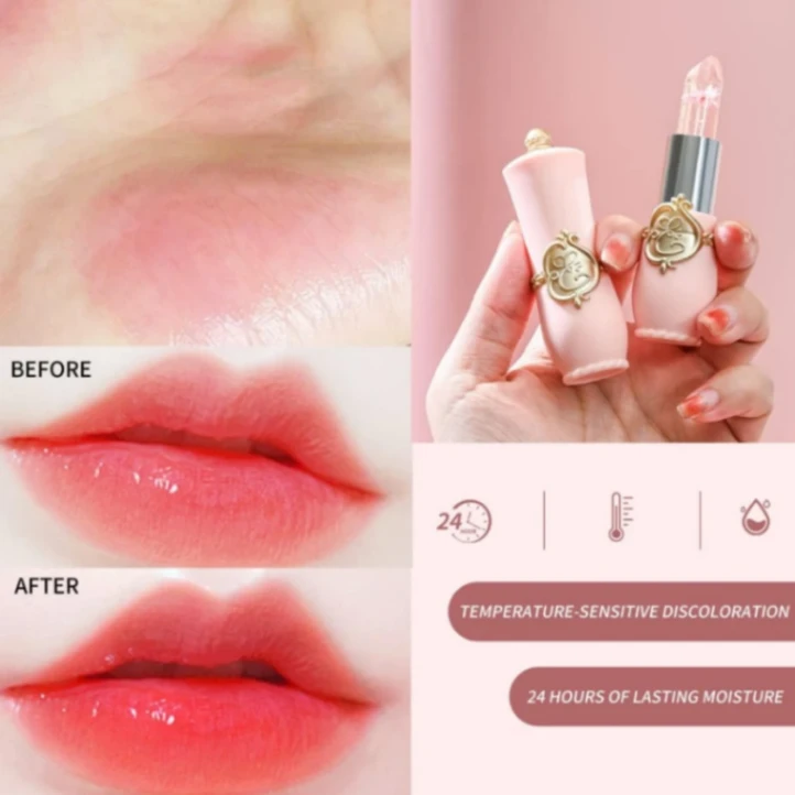 1Pcs Emaymei Transparent Jelly Lipstick, Waterproof Crystal Jelly Lipstick with Flower Inside 4