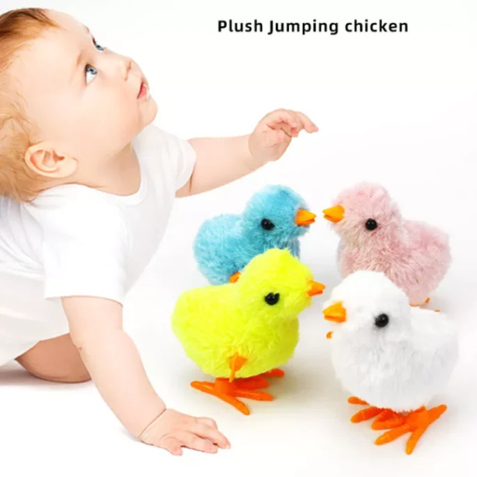 1pcs Baby Chicken Toy, Baby Chicken Wind-up Toy - Chicken Toys For Kids | Easter Wind Up Chick Toys, Wind-Up Jumping Cute Chicken, Plush Chicks Toys For Toddlers Party Favors 4